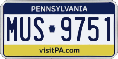 PA license plate MUS9751