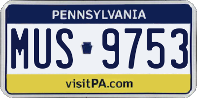 PA license plate MUS9753