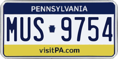 PA license plate MUS9754