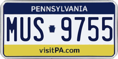 PA license plate MUS9755