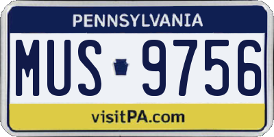 PA license plate MUS9756