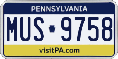 PA license plate MUS9758