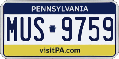 PA license plate MUS9759