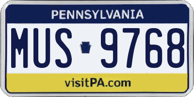 PA license plate MUS9768