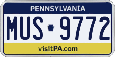 PA license plate MUS9772