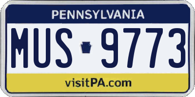 PA license plate MUS9773