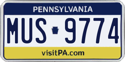 PA license plate MUS9774