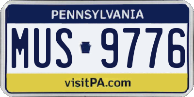 PA license plate MUS9776
