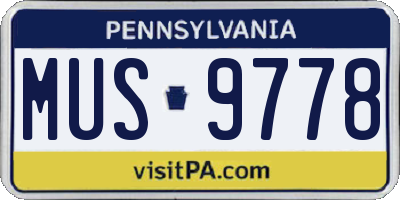 PA license plate MUS9778