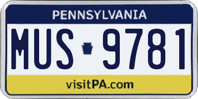 PA license plate MUS9781