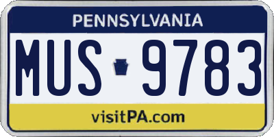 PA license plate MUS9783