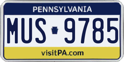 PA license plate MUS9785