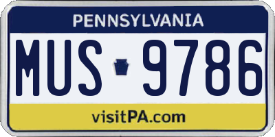 PA license plate MUS9786