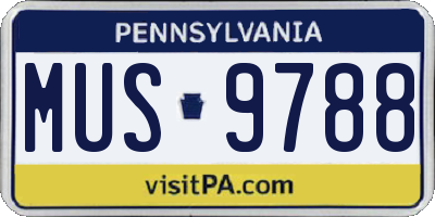 PA license plate MUS9788