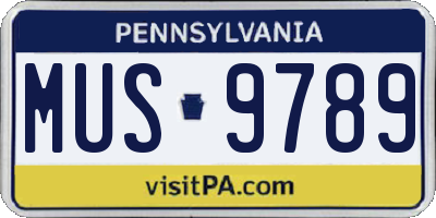 PA license plate MUS9789
