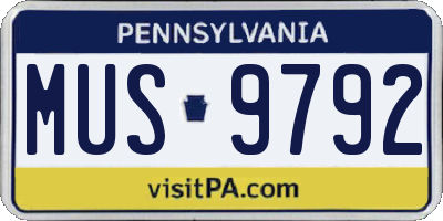 PA license plate MUS9792