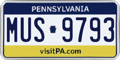 PA license plate MUS9793