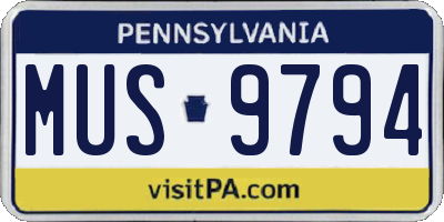 PA license plate MUS9794