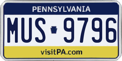 PA license plate MUS9796