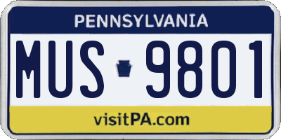 PA license plate MUS9801
