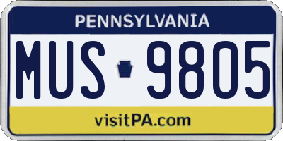 PA license plate MUS9805