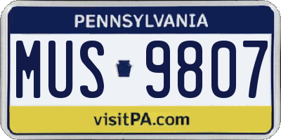 PA license plate MUS9807