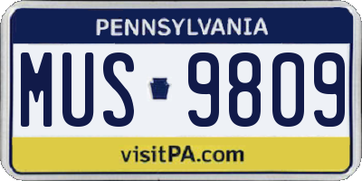 PA license plate MUS9809