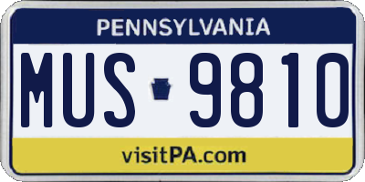PA license plate MUS9810