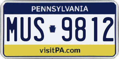 PA license plate MUS9812