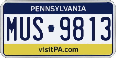 PA license plate MUS9813