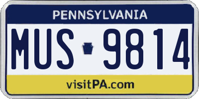 PA license plate MUS9814