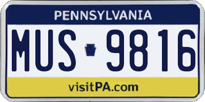 PA license plate MUS9816