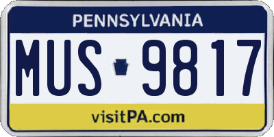 PA license plate MUS9817