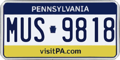 PA license plate MUS9818