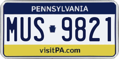 PA license plate MUS9821