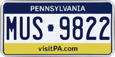 PA license plate MUS9822