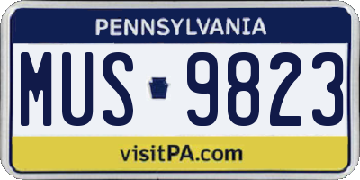 PA license plate MUS9823