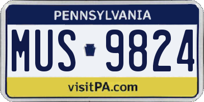 PA license plate MUS9824