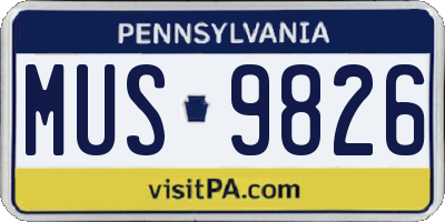 PA license plate MUS9826