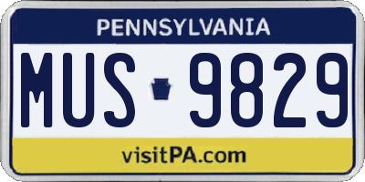 PA license plate MUS9829