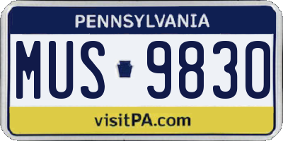 PA license plate MUS9830