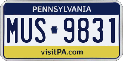 PA license plate MUS9831