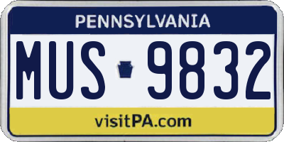 PA license plate MUS9832