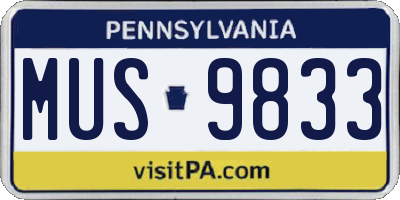 PA license plate MUS9833