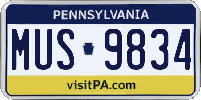 PA license plate MUS9834