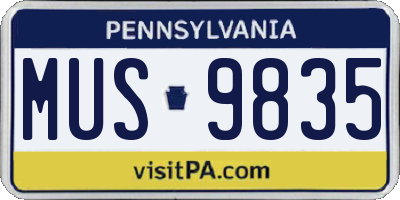 PA license plate MUS9835