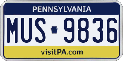 PA license plate MUS9836