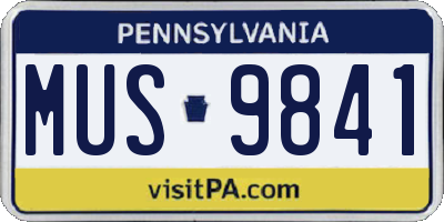 PA license plate MUS9841