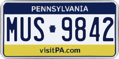 PA license plate MUS9842