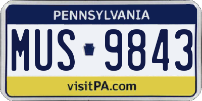 PA license plate MUS9843